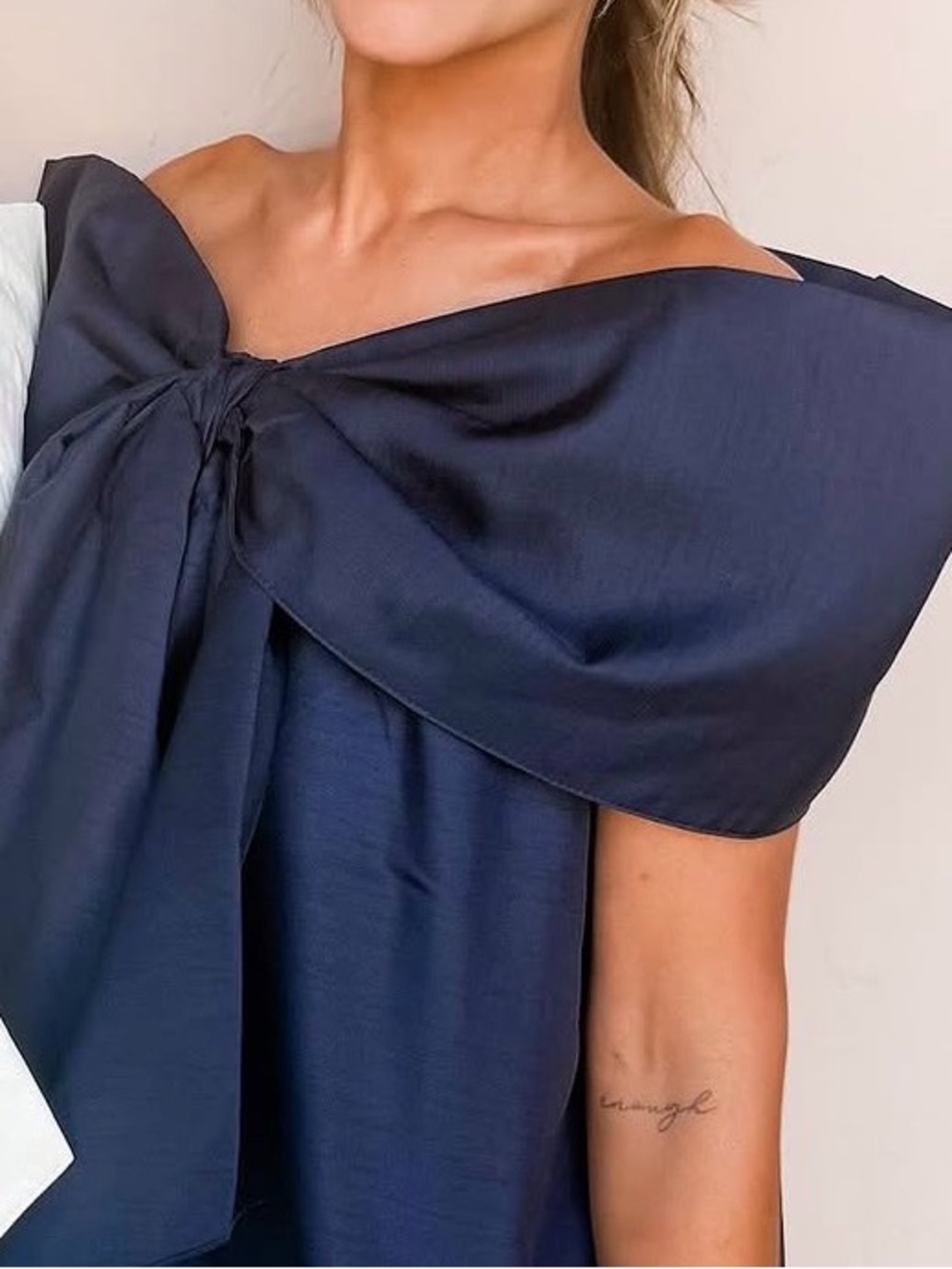 Fate Navy Bow-Front Mini Skirt